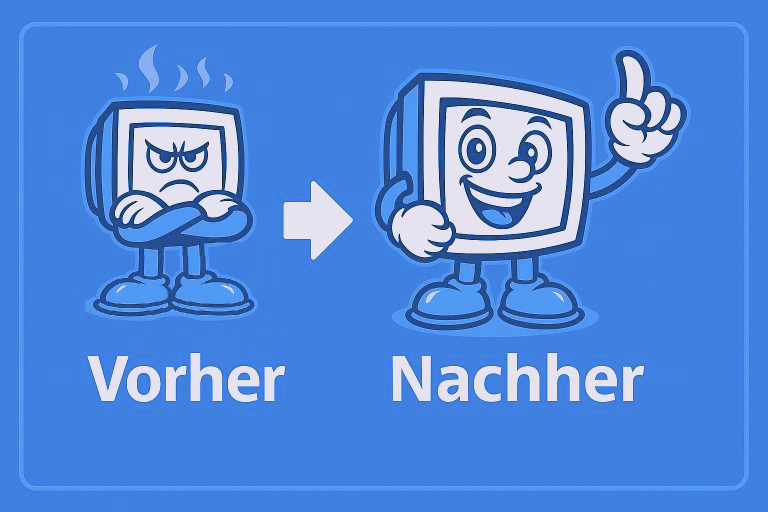 EDV-Reparatur: Vorher vs. Nachher